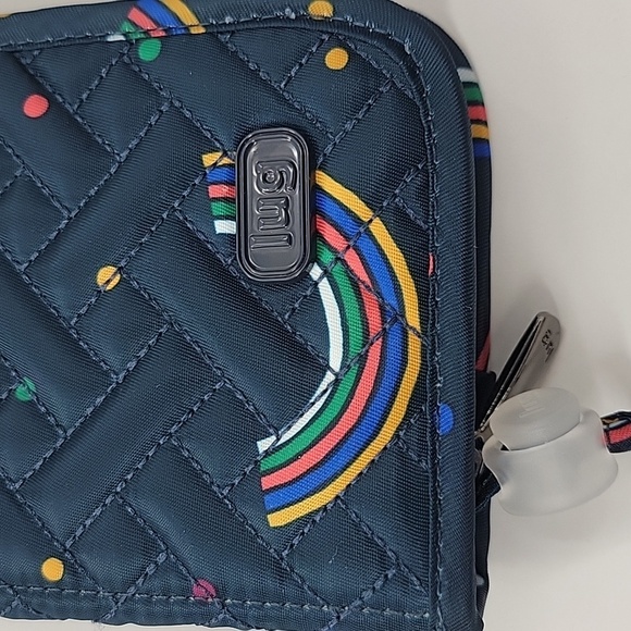 Lug Navy Quilted Cosmetic Brush Holder/Wristlet with Rainbow Accents NWOT - Picture 5 of 15